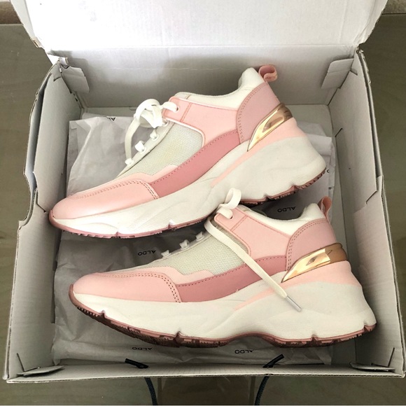 ALDO Azuria Pink, White, and Gold Joggers Sneakers and gel cleaner  - size 7 - Picture 5 of 13